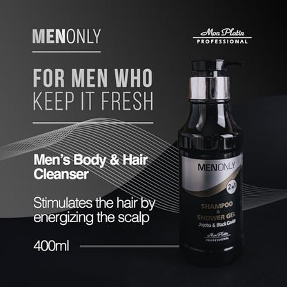 Mon Platin Men’s Daily Shampoo – Black Caviar & Jojoba Extracts – Anti-Dandruff, Volumizing & Refreshing – 400ml