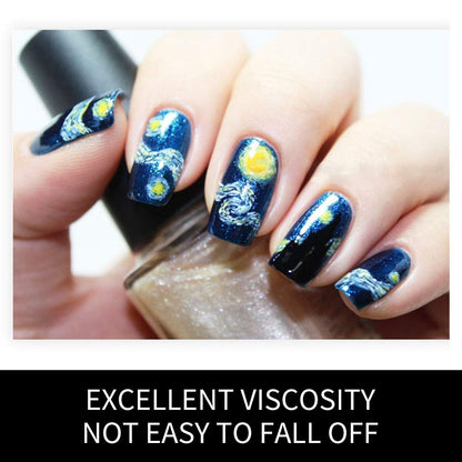 3D Van Gogh Starry Night Full Nail Stickers - 28 Nail Wraps, Long Lasting Gel Nail Art Decals, Easy Apply & Remove Avelisse