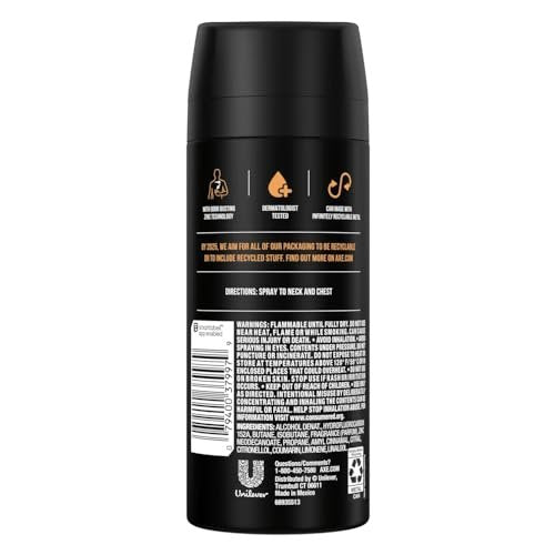 AXE Dark Temptation Body Spray - 4 oz (Pack of 6) - Long-Lasting Fragrance for Men Avelisse