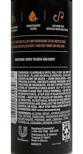 AXE Dark Temptation Body Spray - 4 oz (Pack of 6) - Long-Lasting Fragrance for Men Avelisse