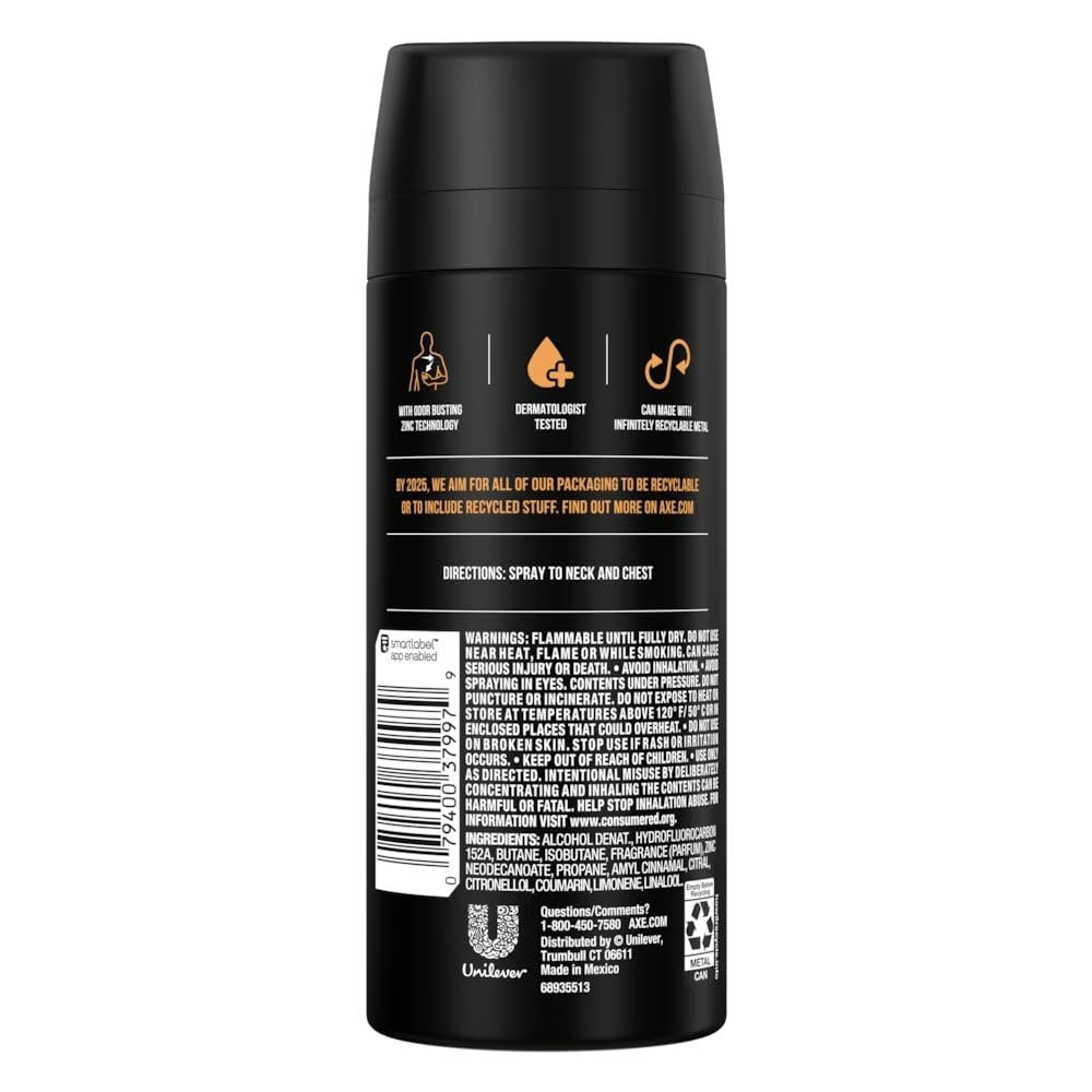 AXE Dark Temptation Body Spray - 4 oz (Pack of 6) - Long-Lasting Fragrance for Men Avelisse