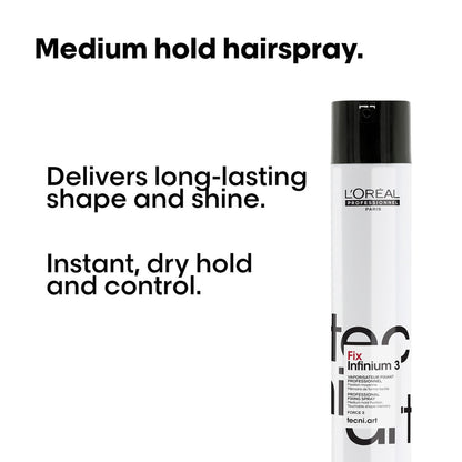 L'Oréal Professionnel Paris Fix Infinium 3 - Medium Hold Hairspray for Lasting Shape and Shine, Reduces Frizz Without Stiffness, 10.2 oz Avelisse