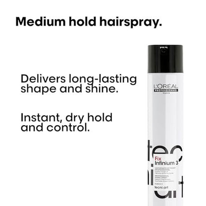 L'Oréal Professionnel Paris Fix Infinium 3 - Medium Hold Hairspray for Lasting Shape and Shine, Reduces Frizz Without Stiffness, 10.2 oz Avelisse