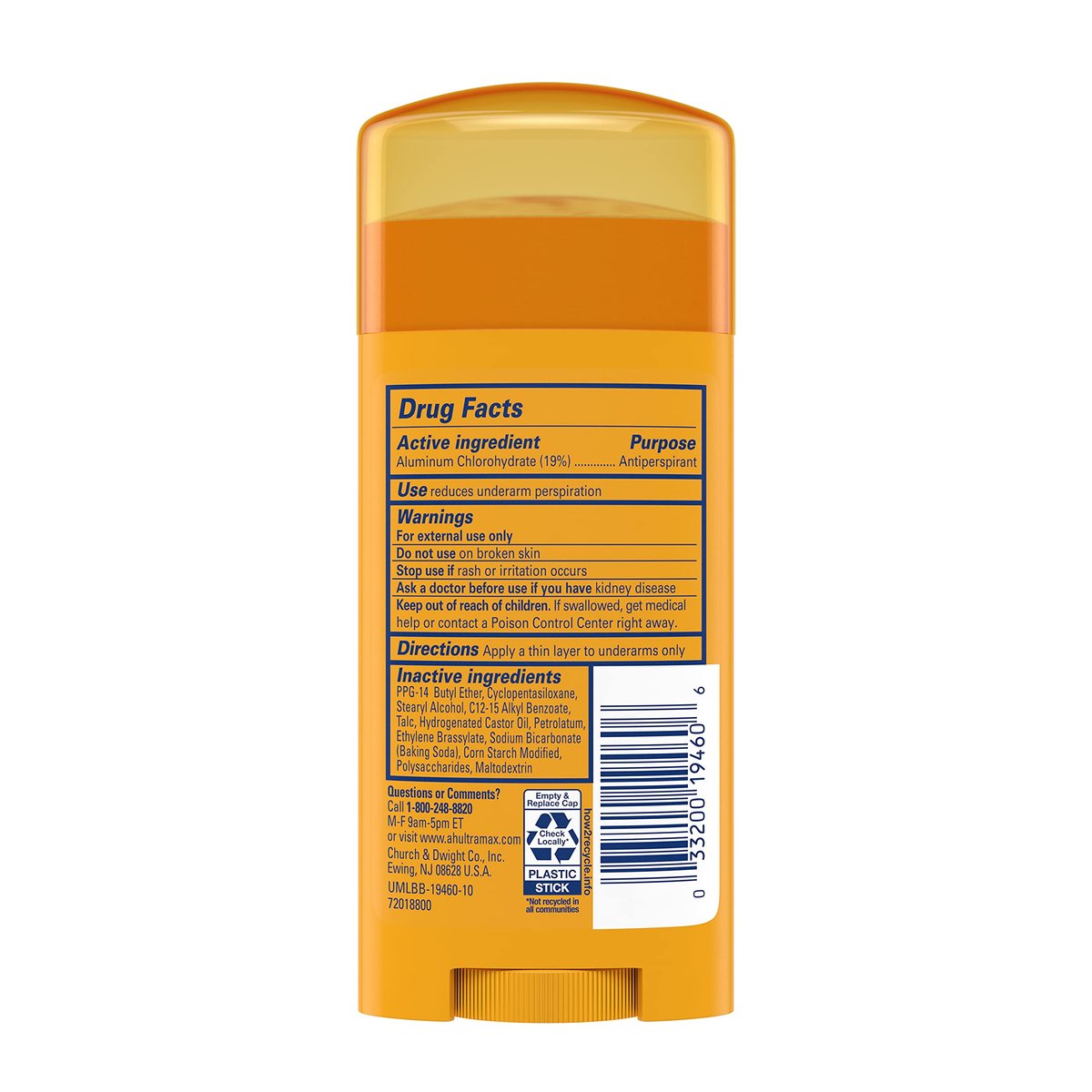 ARM & HAMMER ULTRAMAX Anti-Perspirant Deodorant Invisible Solid Unscented, 2.6 oz (6-Pack) - görsel 5