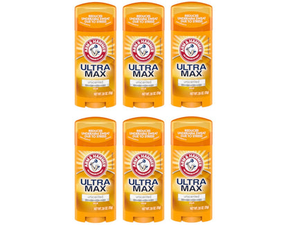 ARM & HAMMER ULTRAMAX Anti-Perspirant Deodorant Invisible Solid Unscented, 2.6 oz (6-Pack)