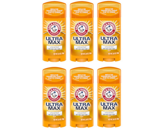 ARM & HAMMER ULTRAMAX Anti-Perspirant Deodorant Invisible Solid Unscented, 2.6 oz (6-Pack)