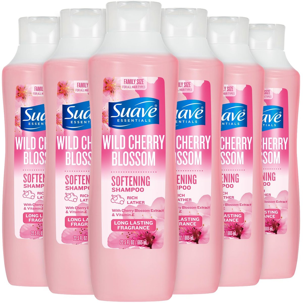 Suave Shampoo, Wild Cherry Blossom – Softening Formula with Vitamin E, 22.5 oz (Pack of 6) Avelisse