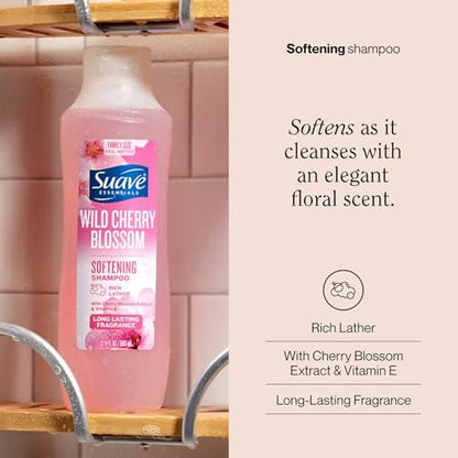 Suave Shampoo, Wild Cherry Blossom – Softening Formula with Vitamin E, 22.5 oz (Pack of 6) Avelisse