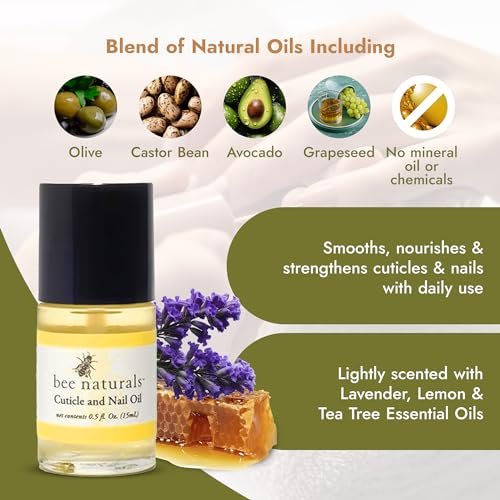 Bee Naturals Nail & Cuticle Oil Kit – Nourishing Nail Strengthener with Vitamin E, Olive & Avocado Oils – Lavender Lemon & Tea Tree Aromatherapy – Easy Pen Applicator for Healthy, Revitalized Nails Avelisse