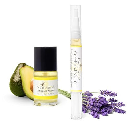 Bee Naturals Nail & Cuticle Oil Kit – Nourishing Nail Strengthener with Vitamin E, Olive & Avocado Oils – Lavender Lemon & Tea Tree Aromatherapy – Easy Pen Applicator for Healthy, Revitalized Nails Avelisse