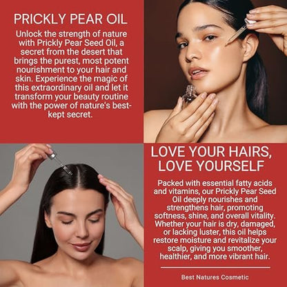 Organic Prickly Pear Seed Oil - Virgin Cold Pressed Unrefined, 1 oz (30 ml) for Hydrated & Glowing Mature Skin and Hair