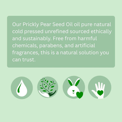 Organic Prickly Pear Seed Oil - Virgin Cold Pressed Unrefined, 1 oz (30 ml) for Hydrated & Glowing Mature Skin and Hair