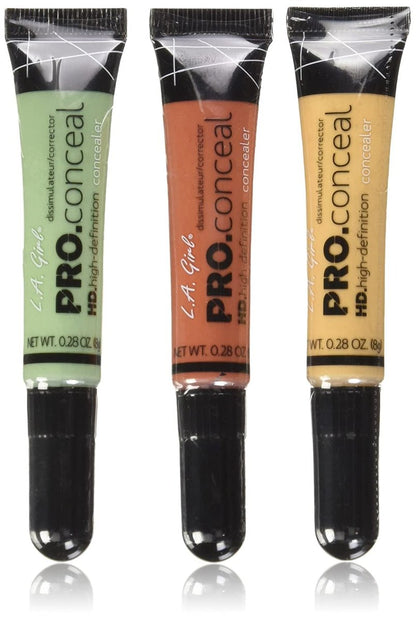 L.A. Girl Pro Conceal Set - Orange, Yellow, Green Correctors (Pack of 3) Avelisse