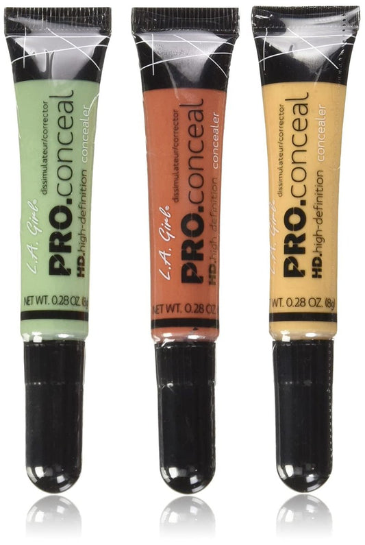 L.A. Girl Pro Conceal Set - Orange, Yellow, Green Correctors (Pack of 3) Avelisse
