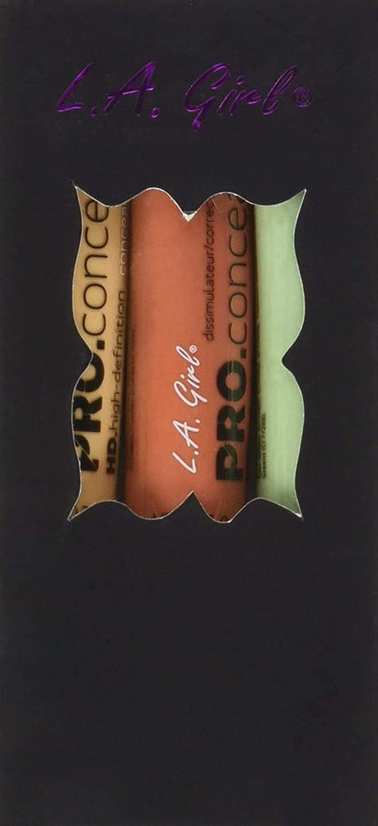 L.A. Girl Pro Conceal Set - Orange, Yellow, Green Correctors (Pack of 3) Avelisse