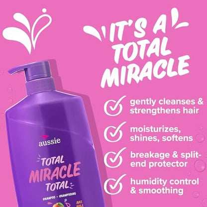 Aussie Total Miracle Shampoo with Apricot & Macadamia Oil, Paraben Free, 26.2 fl oz (Pack of 4) Avelisse