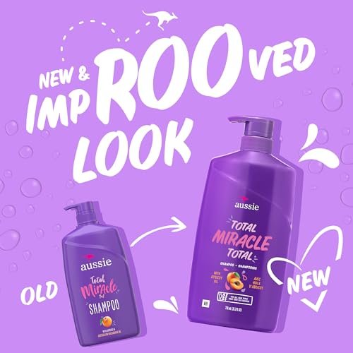 Aussie Total Miracle Shampoo with Apricot & Macadamia Oil, Paraben Free, 26.2 fl oz (Pack of 4) Avelisse
