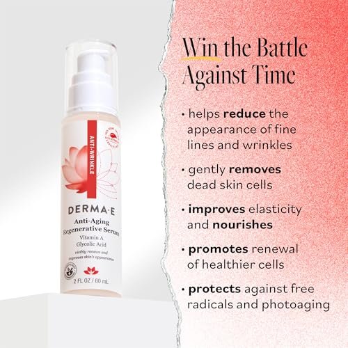 DERMA E Anti-Aging Regenerative Serum – Hydrating Day and Night Serum with Glycolic Acid and Vitamin A – Advanced Facial Skin Care Treatment, 2 fl oz Avelisse