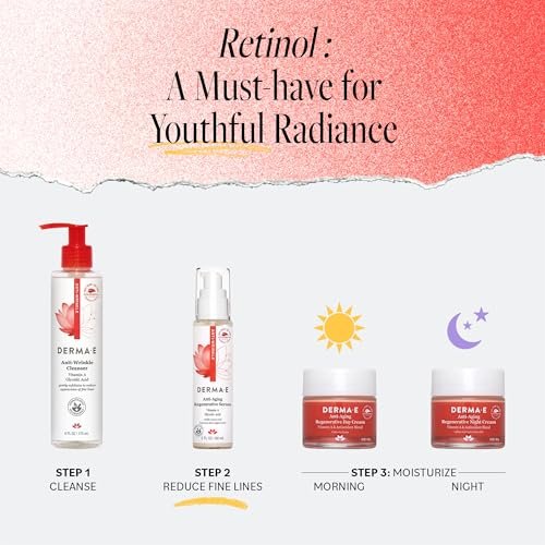 DERMA E Anti-Aging Regenerative Serum – Hydrating Day and Night Serum with Glycolic Acid and Vitamin A – Advanced Facial Skin Care Treatment, 2 fl oz Avelisse