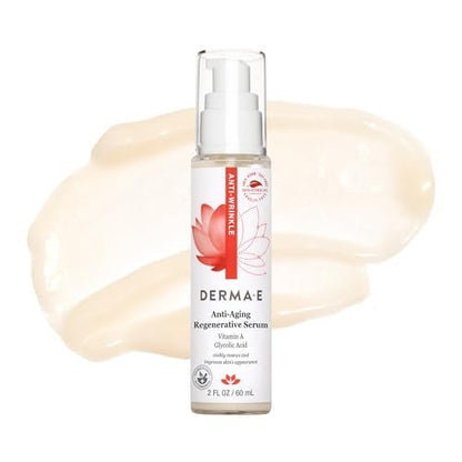 DERMA E Anti-Aging Regenerative Serum – Hydrating Day and Night Serum with Glycolic Acid and Vitamin A – Advanced Facial Skin Care Treatment, 2 fl oz Avelisse