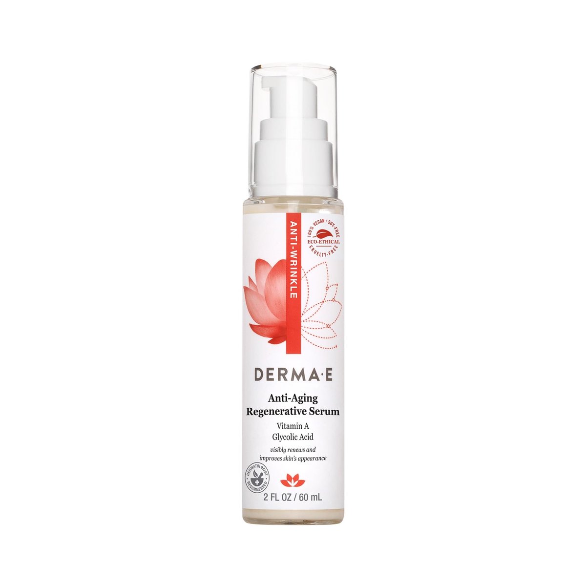 DERMA E Anti-Aging Regenerative Serum – Hydrating Day and Night Serum with Glycolic Acid and Vitamin A – Advanced Facial Skin Care Treatment, 2 fl oz Avelisse