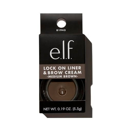 e.l.f. Lock On Liner and Brow Cream - Medium Brown - Long-Lasting Eyebrow Color