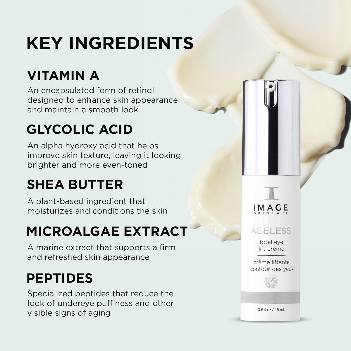 IMAGE Skincare AGELESS Total Eye Lift Crème – Anti-Aging Eye Cream for Dark Circles, Bags & Wrinkles, 0.5 fl oz Avelisse