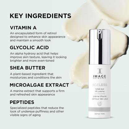 IMAGE Skincare AGELESS Total Eye Lift Crème – Anti-Aging Eye Cream for Dark Circles, Bags & Wrinkles, 0.5 fl oz Avelisse