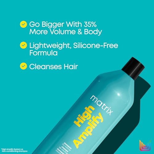 Matrix High Amplify Volumizing Shampoo - Instant Lifts and Cleanses Hair For Volume & Strength, Lightweight & Silicone-Free Formula, Boost Structure in Fine, Thin & Limp Hair With Protein, 33.8 Fl Oz Avelisse