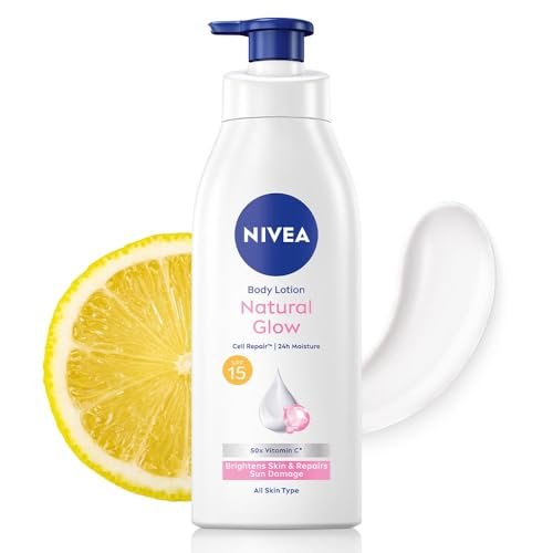 NIVEA Natural Glow Cell Repair Body Lotion with SPF 15 and 50X Vitamin C, 13.6 Fl Oz Avelisse