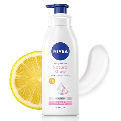 NIVEA Natural Glow Cell Repair Body Lotion with SPF 15 and 50X Vitamin C, 13.6 Fl Oz Avelisse