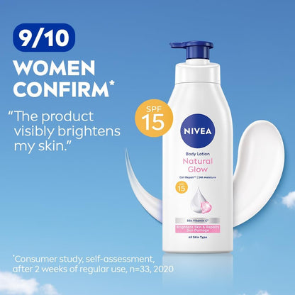 NIVEA Natural Glow Cell Repair Body Lotion with SPF 15 and 50X Vitamin C, 13.6 Fl Oz Avelisse