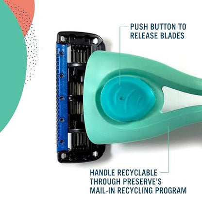 Preserve Shave 5 Razor Blade Refills - 4 Pack Ceramic Coated 5-Blade Razors for Men & Women with Aloe-Cocoa Butter Strip Avelisse