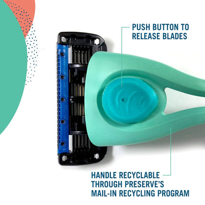 Preserve Shave 5 Razor Blade Refills - 4 Pack Ceramic Coated 5-Blade Razors for Men & Women with Aloe-Cocoa Butter Strip Avelisse