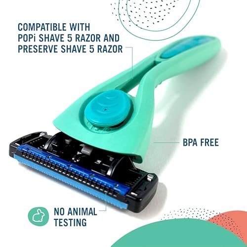 Preserve Shave 5 Razor Blade Refills - 4 Pack Ceramic Coated 5-Blade Razors for Men & Women with Aloe-Cocoa Butter Strip Avelisse