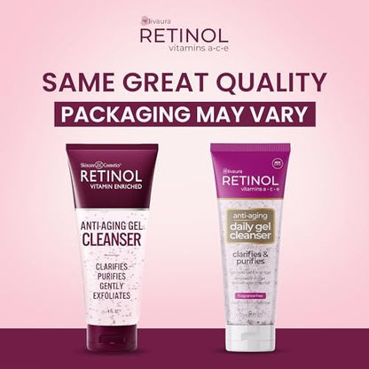 LIVAURA Retinol Anti-Aging Gel Cleanser – Gently Cleans Pores & Exfoliates for Soft, Smooth Skin with Antioxidant-Rich Micro-Beads Avelisse