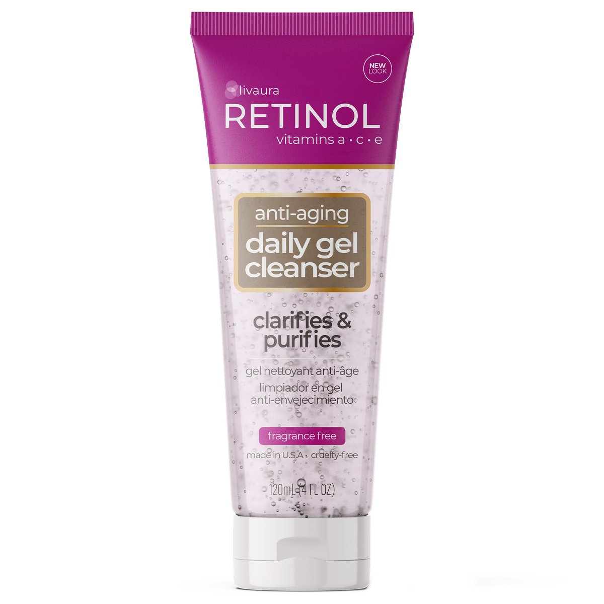 LIVAURA Retinol Anti-Aging Gel Cleanser – Gently Cleans Pores & Exfoliates for Soft, Smooth Skin with Antioxidant-Rich Micro-Beads Avelisse