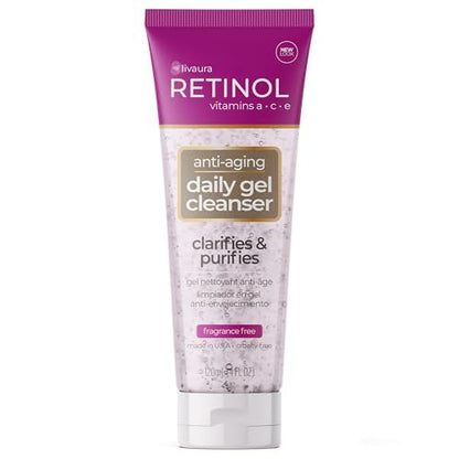 LIVAURA Retinol Anti-Aging Gel Cleanser – Gently Cleans Pores & Exfoliates for Soft, Smooth Skin with Antioxidant-Rich Micro-Beads Avelisse