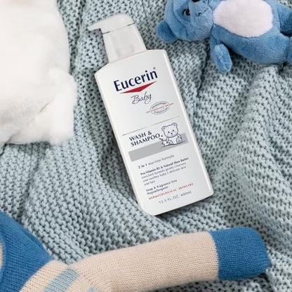 Eucerin Baby Unscented Shampoo & Body Wash 13.5 Fl Oz (Pack of 3) – Hypoallergenic, Tear-Free, with Pro-Vitamin B5 & Shea Butter Avelisse