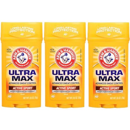 ARM & HAMMER ULTRAMAX Antiperspirant Deodorant Active Sport, 2.6 oz (Pack of 3)