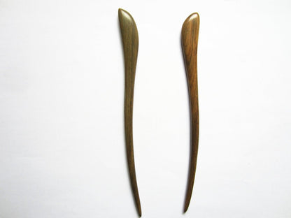 Natural Green Sandalwood Hair Sticks – Handmade Carved Swiming Fish Hair Pins, Pack of 2