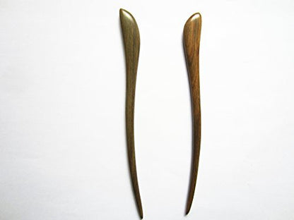 Natural Green Sandalwood Hair Sticks – Handmade Carved Swiming Fish Hair Pins, Pack of 2