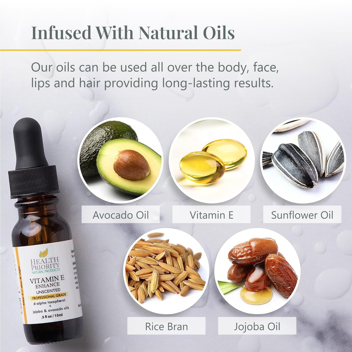 Health Priority Naturals Organic Vitamin E Oil for Skin - Jojoba, Avocado Oil - Unscented, Handcrafted for Face/Hair, Non-GMO, No Gluten, 15000 IU, 0.5 Fl Oz - görsel 11