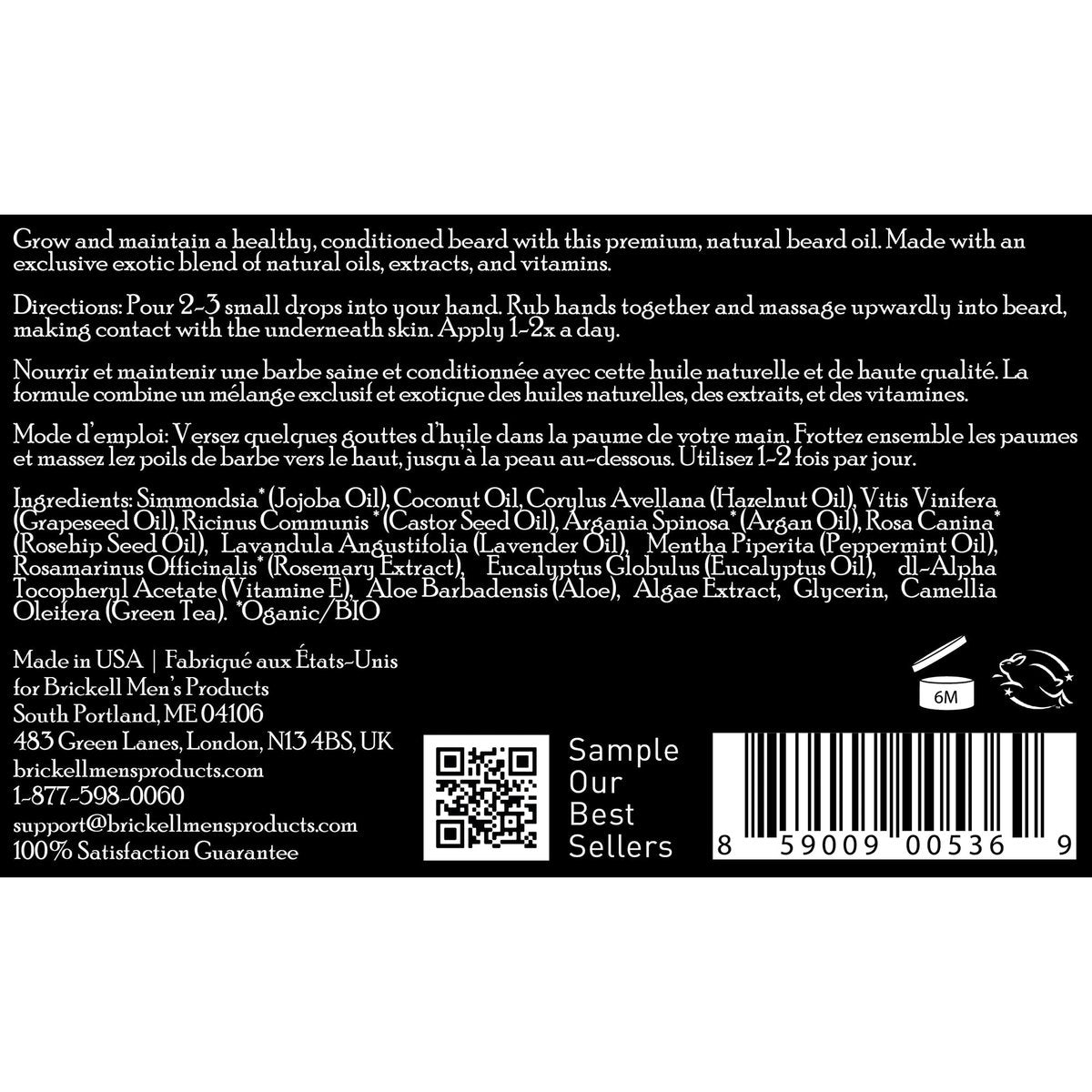 Brickell Men's Beard Oil - Natural & Organic Argan and Jojoba Oil for Stronger, Softer Beard (1 oz, Scented) Avelisse