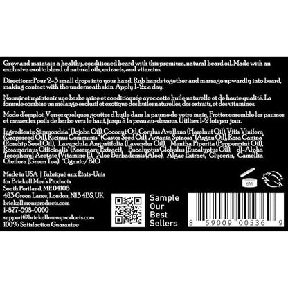Brickell Men's Beard Oil - Natural & Organic Argan and Jojoba Oil for Stronger, Softer Beard (1 oz, Scented) Avelisse