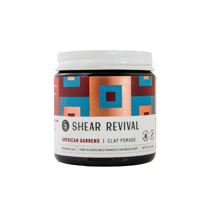 Shear Revival American Gardens Clay Pomade - Strong Hold, Matte Finish, Vegan & Natural Hair Styling Clay for All Hair Types, 3.4 oz Avelisse