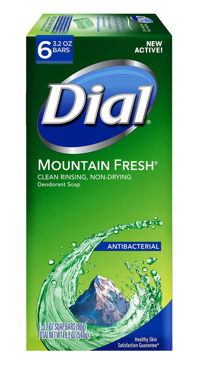 Dial Antibacterial Bar Soap, Mountain Fresh, 3.2 Ounce, 6 Bars Avelisse
