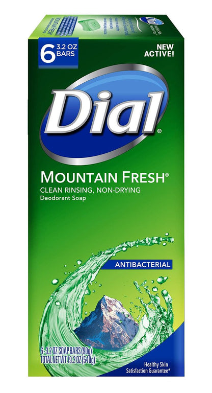 Dial Antibacterial Bar Soap, Mountain Fresh, 3.2 Ounce, 6 Bars Avelisse
