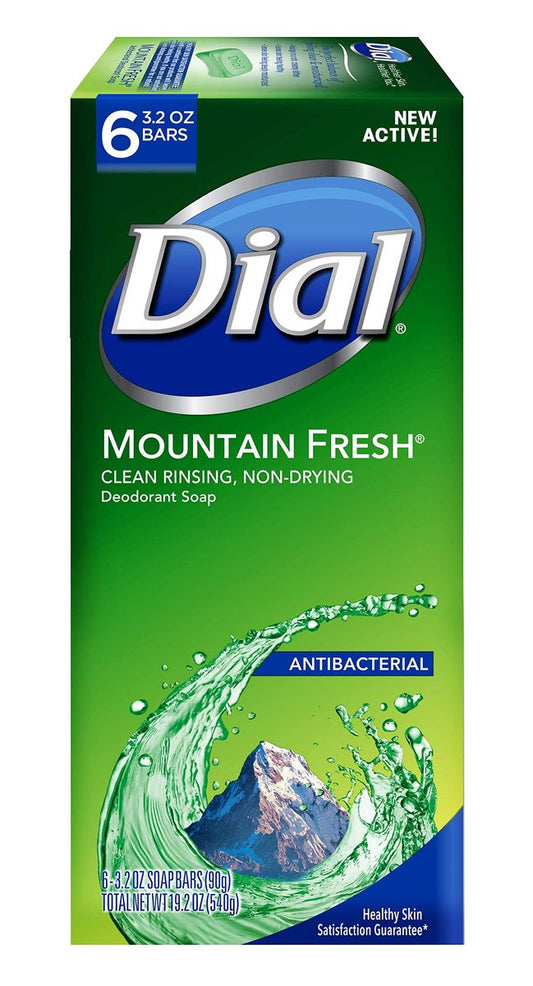 Dial Antibacterial Bar Soap, Mountain Fresh, 3.2 Ounce, 6 Bars Avelisse