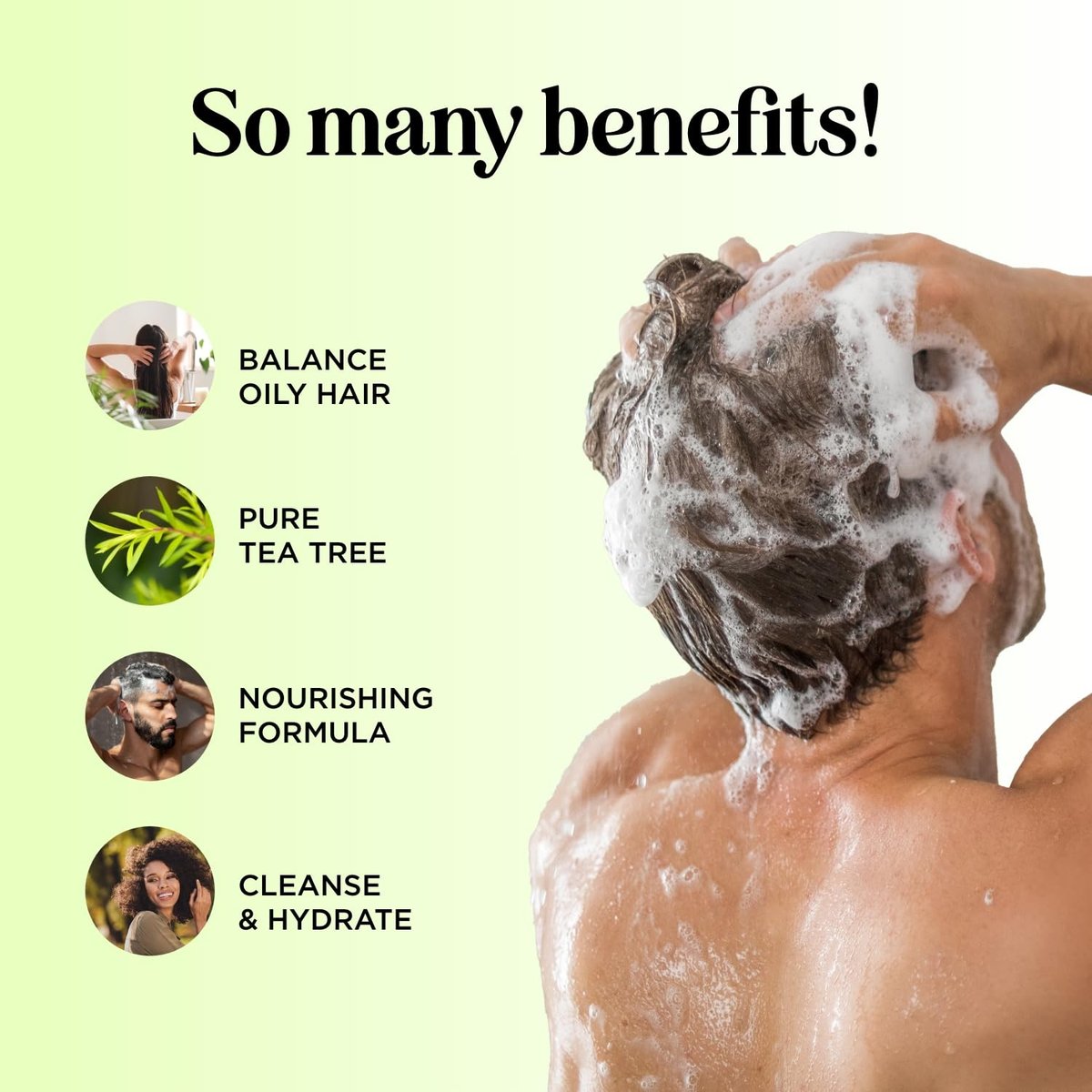 Tea Tree Shampoo and Conditioner Set – Sulfate Free Clarifying Shampoo and Conditioner for Oily Hair & Scalp Care with Australian Tea Tree Oil – Dry Scalp Treatment for Build Up (8 Fl Oz) - görsel 4
